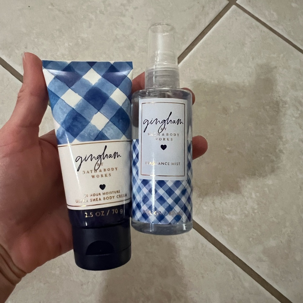 Bath & Body Works Gingham Blue Body Cream and Mist Set